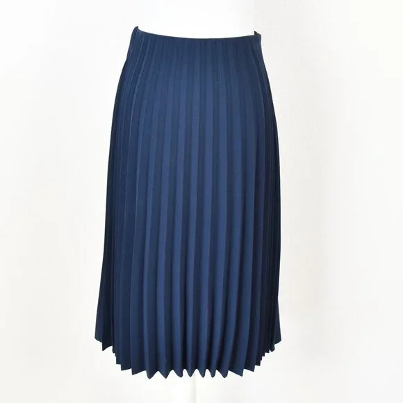 Everlane Pleated Navy Blue Midi Skirt - 2 - Picture 2 of 8